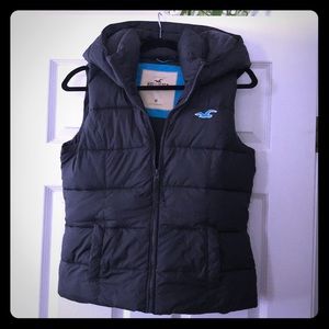 Hollister Grey Fleece Lined Hooded Vest Size M